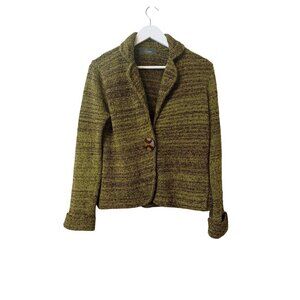 Willow Moss Green Marled Knit Wool Blend Blazer Cardigan Sweater Medium